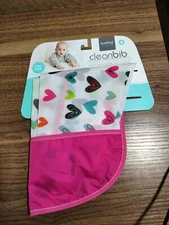 Kushies Cleanbib Waterproof Bib w/ Sleeves Hearts 12-24 Month