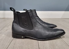 VESTIGIUM Black Leather Perforated Slip On Dress Loafer Ankle Boots 13