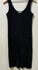 Vince Ribbed Cami Dress Navy Stretch Scoop Neck Small Midi Minimalist Classic