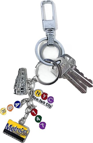 1 Pc Metal New York City Subway Key Chain 5 Charms, NYC Keychain Souvenir - Picture 2 of 4