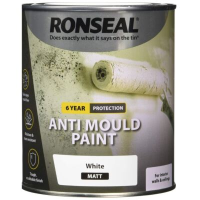 Ronseal 6 Jahre Anti Schimmel Weiß Matt Farbe für Wände und Decken 750ml
