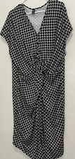 Shein Curve  Woman’s Black/White Dress Short Sleeve  Front Twisted Waist Sz 4XL