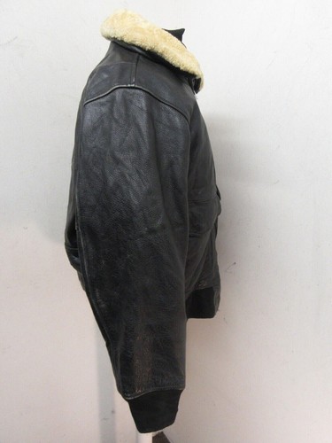 VINTAGE G-1 LEATHER MOTORCYCLE FLIGHT JACKET SIZE L + FUR LINER & COLLAR - Picture 7 of 18