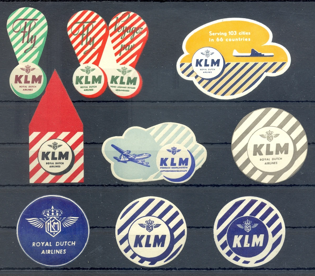 NETHERLANDS 9 x VINTAGE LABEL =KLM = AVIATION ** MNH EXTRA FINE 