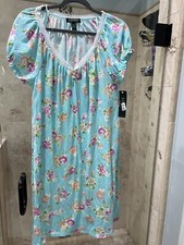 Ralph Lauren Blue Floral Midi Sleep Dress size Medium Nightgown New Nwt Cotton