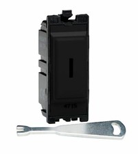 Varilight G201DKB Powergrid Module Black 20A 1-Way Double Pole Key Switch