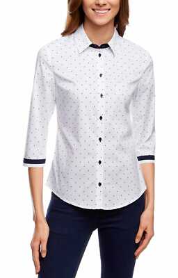 OODJI Ultra Women's 3/4 Sleeve Cotton Shirt Size S / UK 8 / Eur 36