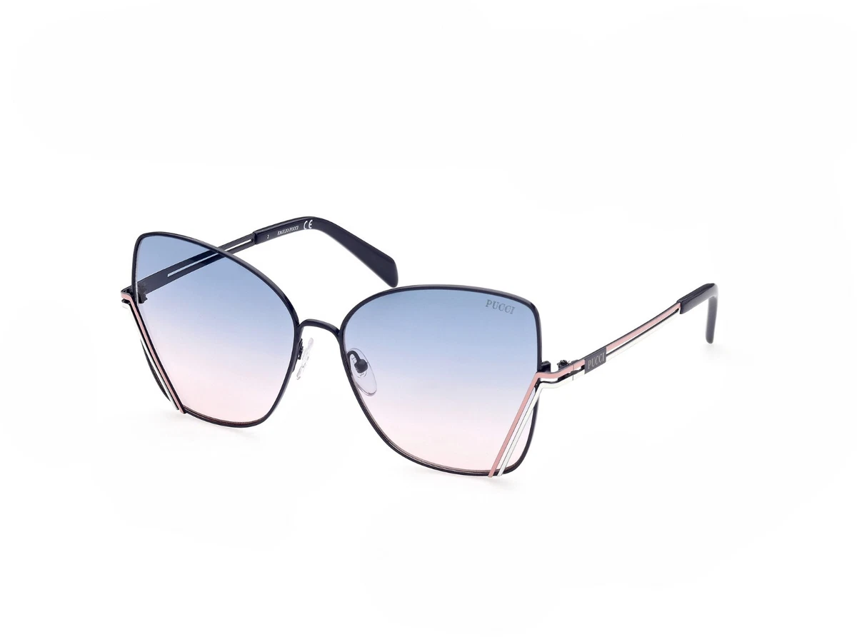Emilio Pucci EP179 90W Blue Pink Butterfly Sunglasses Metal Frame