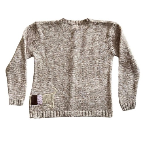 Jacadi Brown Pink Wool Mohair Blend Cardigan Sweater Girls 12Y Dachshund Dog L - Picture 2 of 4