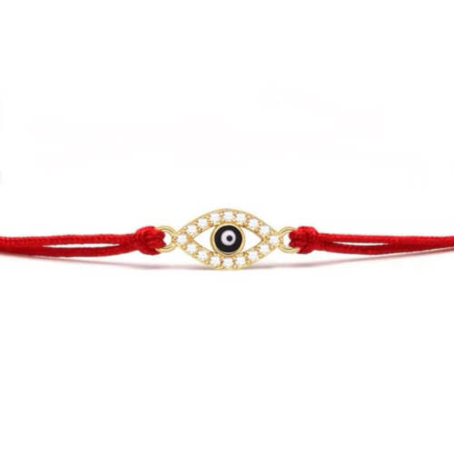 CZ Steine Gold Evil Eye Charm Rot Schnur Schutz Armband - Bild 3 von 3