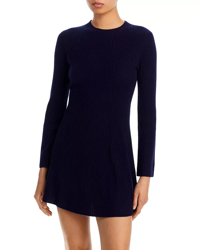 Aqua Cashmere Contour Ribbed Cashmere Mini Dress L14203 Womens Size S