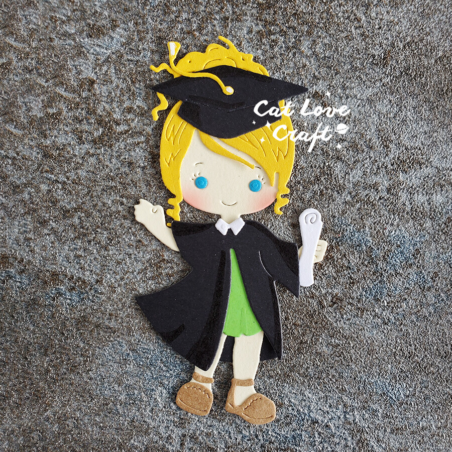 Happy Girl Graduate Metal Cutting Dies Scrapbooking Stencil Die Cuts Card Craft