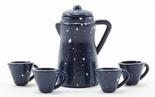 Dollhouse Miniatures 1:12 Scale Blue Enamelware Coffee Set, 6/Pk IM65200