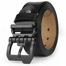 Belts for Men Casual Mens Belt Leather for Jeans,Black Genuine Leather Belt S-9X