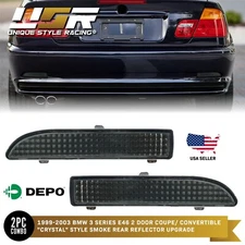 DEPO Smoke Rear Bumper Reflectors For 99-03 BMW E46 3 Series 2 Door Coupe Cabrio