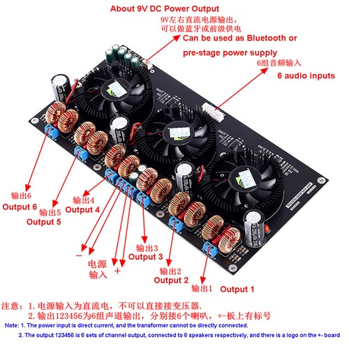 Class D High Power 6X300W Endstufe Platine TPA3255 6-Kanal Digital Lüfter - Bild 3 von 5