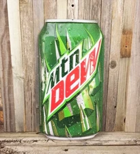 Mountain Dew Soda Cola Pop Can 18" Large Embossed Metal Tin Sign Vintage New