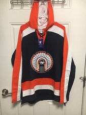 Illinois Illini Chief Illiniwek STITCHED Champion Hockey Sweatshirt NEW Men Sz M