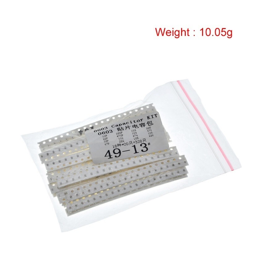 320pcs 0603 SMD Capacitor assorted kit 16 values * 20pcs. Canadian