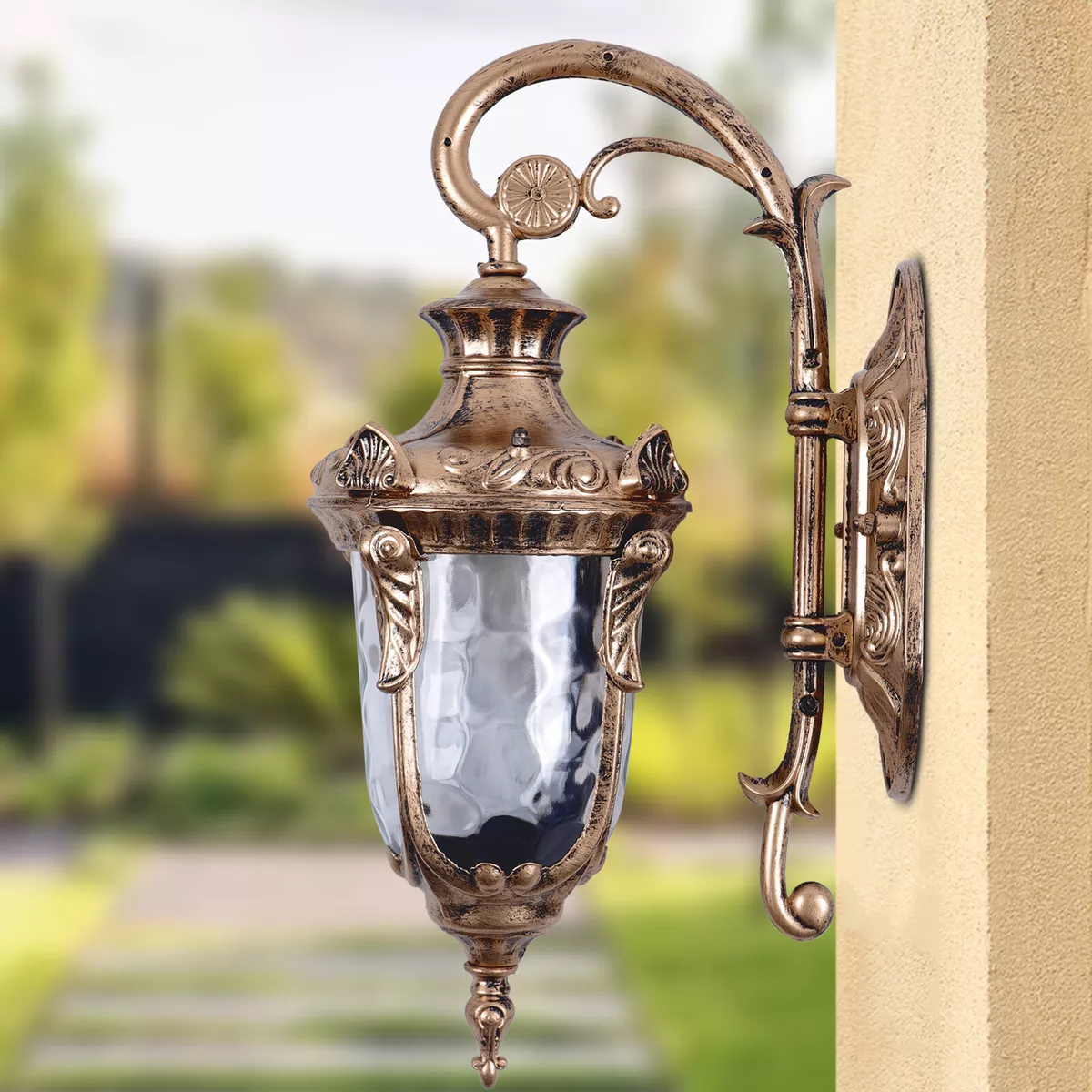 Brass Outdoor Porch Wall Light Fixture Waterproof Exterior Lantern Wall Sconce