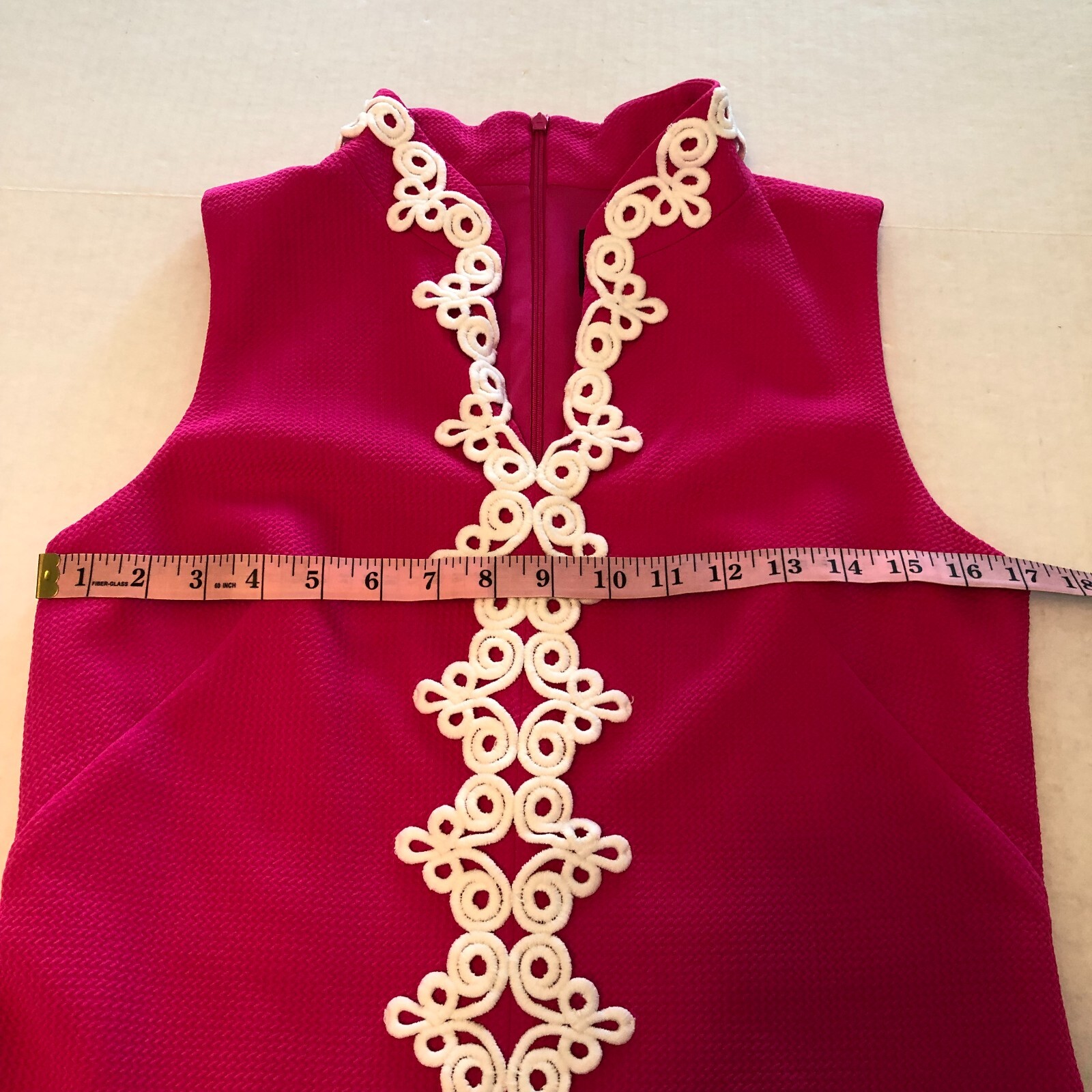 Vince Camuto Applique Sleeveless Shift Dress Pink size White