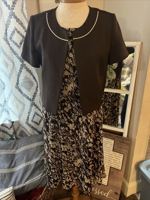 Studio one dress and short sleeve jacket brown floral design