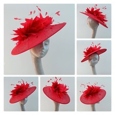 LARGE SCARLET SAUCER HATINATOR STYLE NAME FINESSE  NO RETURN  WEDDING ASCOT