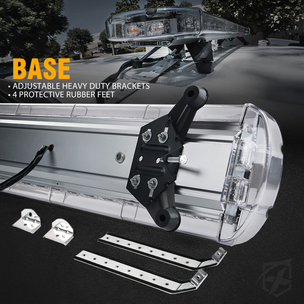 LE-JX Amber/White 48 Inch Roof Top LED Traffic Advisor Emergency Light Bar 16 Flash Mode Low Profile Hazard Warning Safety Strobe Lights Bar For Plow Tow Truck Vehicle Yellow White 104 Led 12 24v - Foto 8