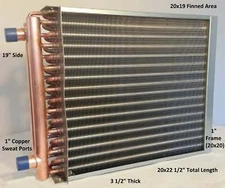 20x19  Water to Air Heat Exchanger 1" Copper Ports With Install Kit