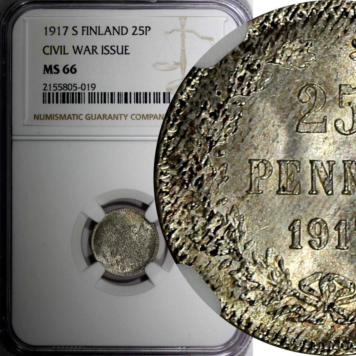 NGC MS63 1917年 フィンランド 50PENNIÄ 銀貨 NGC MS63 1917年 フィンランド 50PENNIÄ 銀貨 1917 S Finland 50
