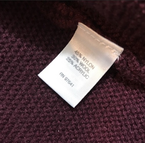 Maglione piccolo J Jill bordeaux finto collo maglia manica lunga marrone costine oversize - Foto 4 di 5