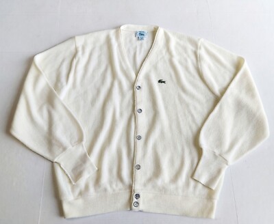 Vintage Izod Lacoste Cardigan Sweater Mens XL White Button Vintage Izod Lacoste Cardigan Sweater Mens XL White Button