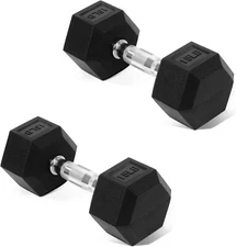 Pair Hex Dumbbell Rubber Coated Hand Weight 5/10/15/20/25/30/35/40/45/50LB Pair