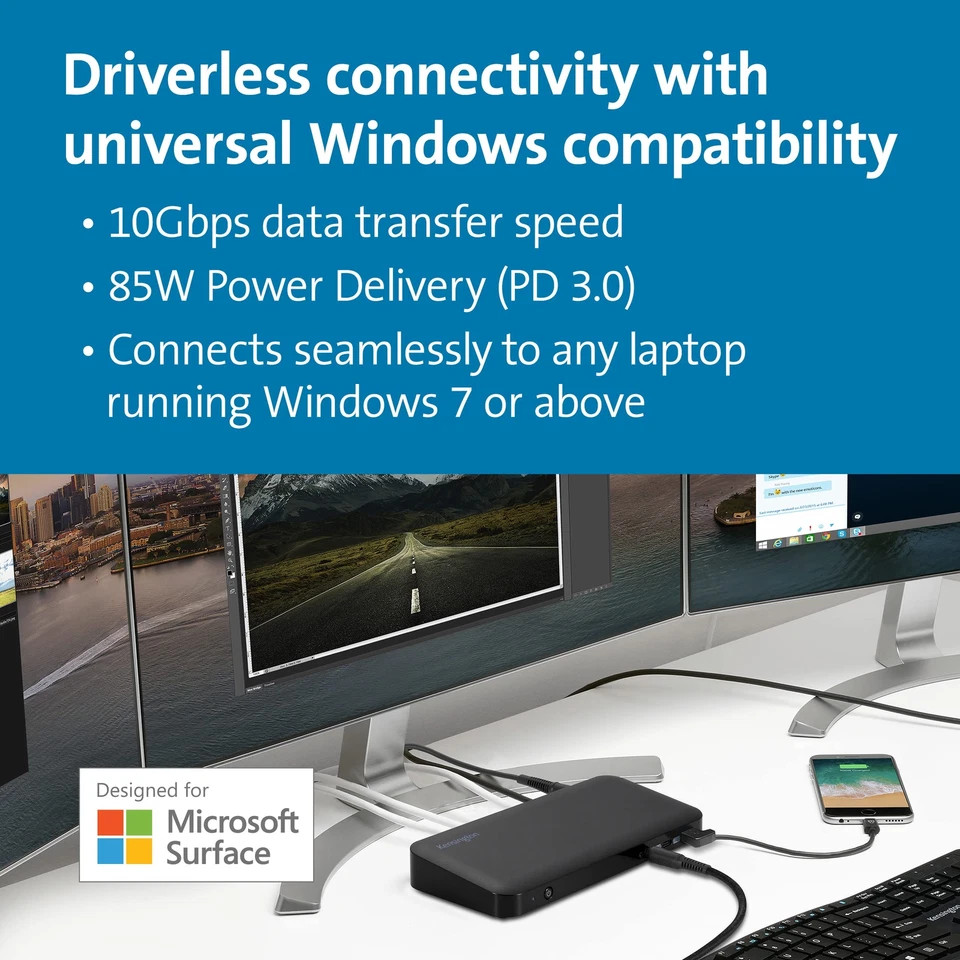 Kensington Microsoft Surface Dock - Estación de acoplamiento de superficie SD4845P con viaje... Foto 2 de 4