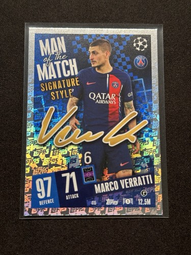 Marco Verratti Auto Topps #415 Man Of The Match Signature Style PSG - Picture 1 of 5