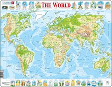 The World Topographic Map 80 Piece Tray Jigsaw Puzzle Larsen New