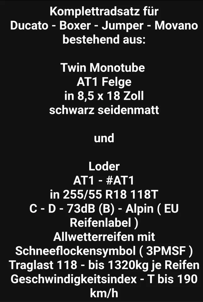 Komplettrad für Fiat Ducato, Peugeot Boxer,  Citroën  Jumper,  Opel Movano - Bild 3 von 3