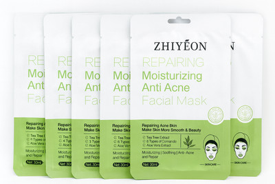 Anti-Acne Moisturizing Facial Mask, Repairing with Tea Tree, Pack of 5