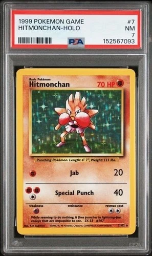 Hitmonchan Holo #7 PSA 7 Pokémon Game TCG Base Set Unlimited Rare Card 7/102