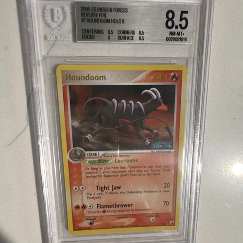 Houndoom Reverse Holo Rare EX Unseen Forces #7/115 Beckett 2005 BGS 8.5 damage