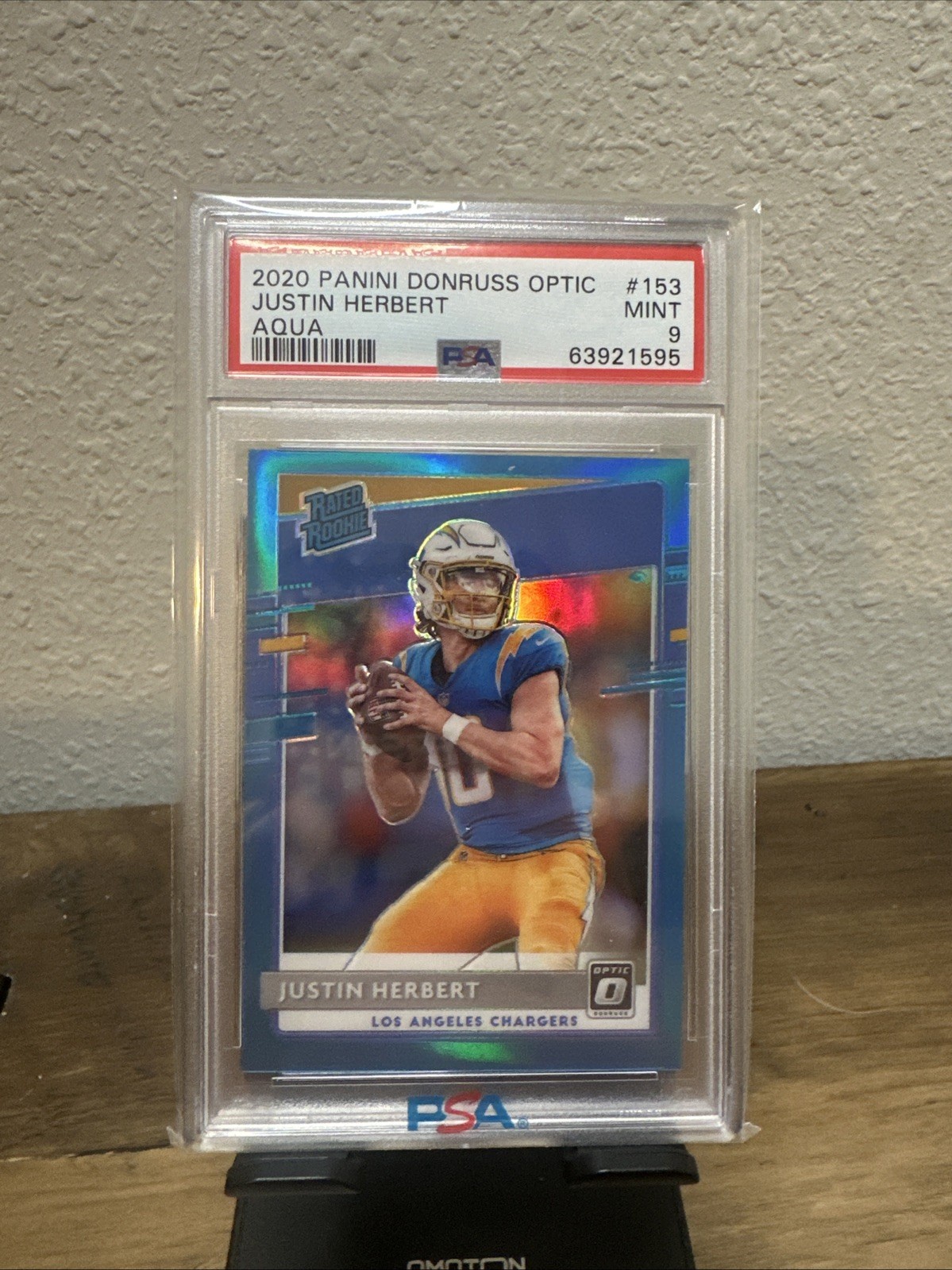 2020 Panini Donruss Optic - Rated Rookie Justin Herbert #153 Aqua  /299 PSA 9