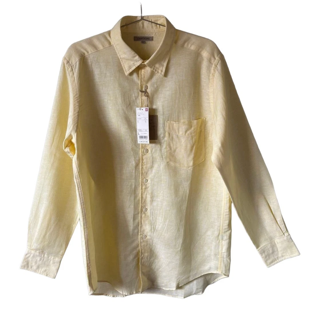 UNIQLO Linen Cotton Striped Shirt Vintage L New with Tags