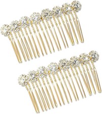 2Pcs Rhinestone Side Hair Combs Hair Combs for Women Accessories Gold Pearl