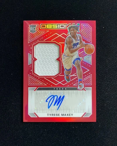 2020-21 Panini Obsidian Rookie Patch Autograph RPA Tyrese Maxey Red #228 RC EB14
