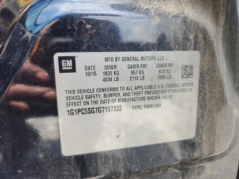 Seat Belt Front Bucket VIN P 4th Digit Limited Fits 15-16 CRUZE 2587862 Foto 3 de 4