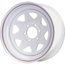 Premium Service 16x6 6 on 5.5 Spoked Steel Trailer Wheel - White with Pin...