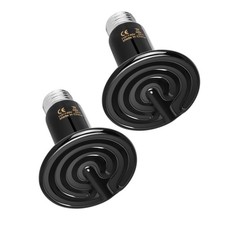 Simple Deluxe 75W Ceramic Heat Emitter 2-Pack, Reptile 2, Black/2-pack