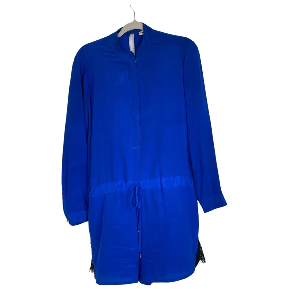 Mameluco KARINA Grimaldi Paolo Cobalto Azul Real Seda Talla Pequeña Encaje Giratorio Foto 3 de 4