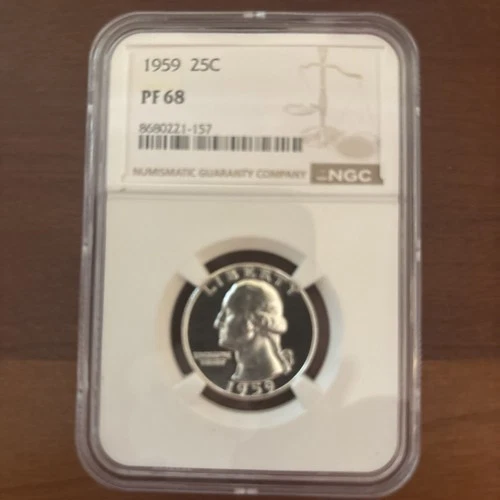 1959 US Washington Quarter NGC PF 68 silver proof