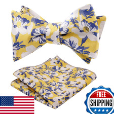 Alizeal Mens 2Pcs Wedding Party Floral Pattern Self-Tied Bow Tie And Pocket
